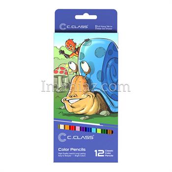 مداد رنگی سی کلاس 12 رنگ مقوایی کد  PC457812 ـ طرح حلزون