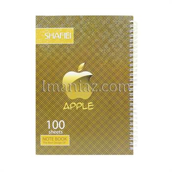 دفتر مشق 100 برگ سیم دوبل جلد سخت شفیعی کد 49 طرح برند Apple