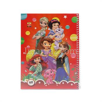 دفتر مشق 60 برگ تک سیم با جلد روکش پلاستیکی فانتزی نهال کد  7617 طرح کارتونی دخترانه 