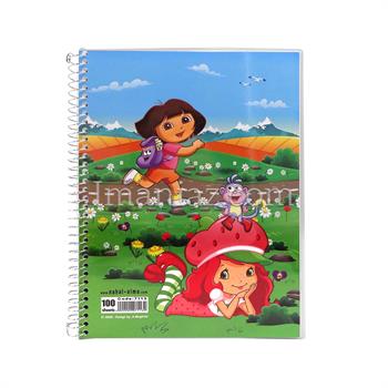 دفتر مشق 100 برگ تک سیم با جلد روکش پلاستیکی 100 برگ فانتزی نهال کد  7113 طرح کارتونی دخترانه