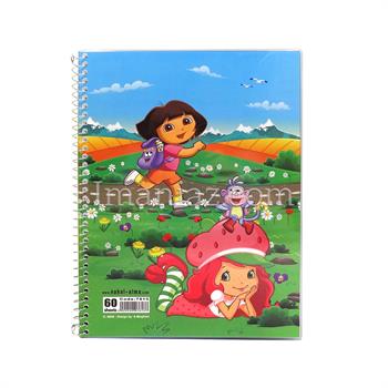 دفتر مشق 60 برگ تک سیم با جلد روکش پلاستیکی نهال کد 7687 طرح کارتونی دخترانه
