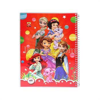دفتر مشق 100 برگ تک سیم با جلد روکش پلاستیکی فانتزی نهال کد  7117 طرح کارتونی دخترانه