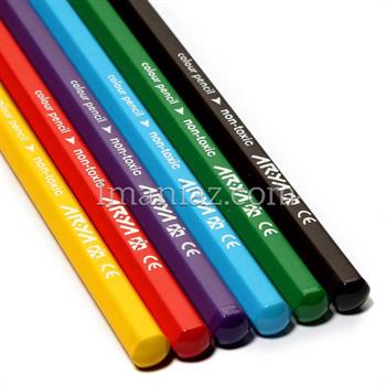 مداد رنگی آریا 6 رنگ جلد مقوایی کد 3011 ـ طرح 1