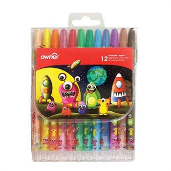 مداد شمعی اونر 12رنگ  Twistable Crayon  کد 533812 - طرح مونسترز
