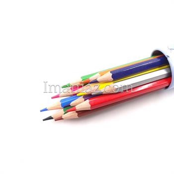 مداد رنگی سی کلاس 12رنگ فلزی استوانه ای کد PR9596 ـ طرح آدم برفی