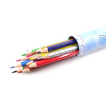 مداد رنگی سی کلاس 12 رنگ فلزی استوانه ای کد PR9596 ـ طرح کوسه