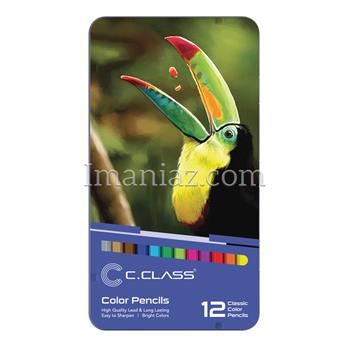 مداد رنگی سی کلاس 12 رنگ فلزی کد  PM535312 ـ طرح پرنده توکان