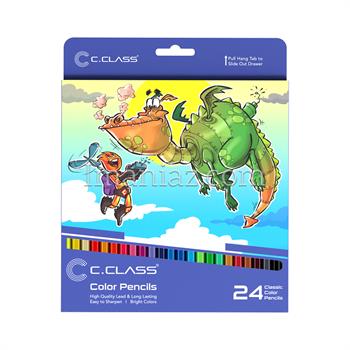 مدادرنگی سی کلاس 24 رنگ مقوایی کد  PC4578 ـ طرح اژدها