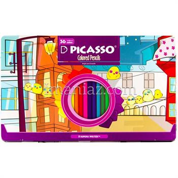 مداد رنگی پیکاسو 36 رنگ جعبه فلزی ـ طرح 2