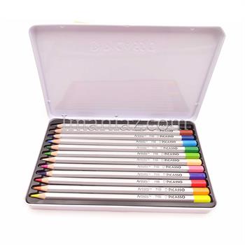 مداد رنگی پیکاسو 12 رنگ فلزی تخت مدل آرتیست ـ طرح 2